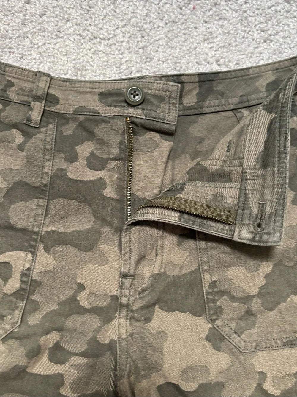 J. Crew Green Camouflage High Waisted Cargo Shorts